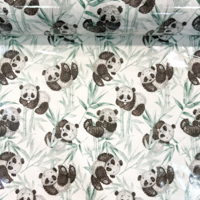 Tecido Plastificado | Pandas - Verde
