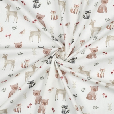 Tecido Poppy | Animais do Bosque - Branco