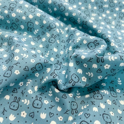 Tecido Poppy | Sweet Bunny - Petróleo - Algodão Escovado