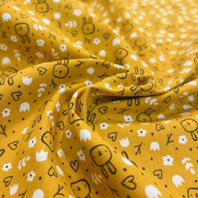 Tecido Poppy | Sweet Bunny - Mostarda Algodão Escovado