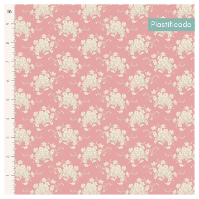 Tecido Plastificado | Tilda - White Flower Pink