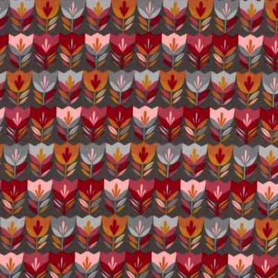 Tecido Poppy | Happy Tulips - Cinzento