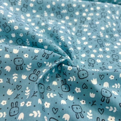 Tecido Poppy | Sweet Bunny - Petróleo - Algodão Escovado