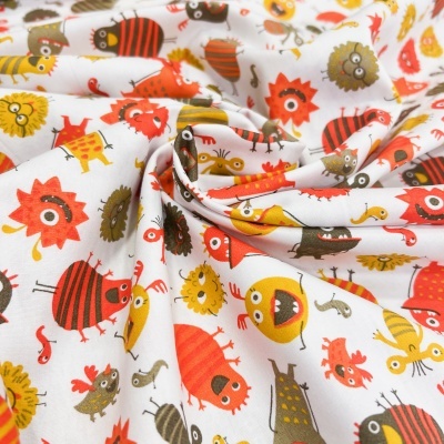 Tecido Poppy | Monsters - Branco