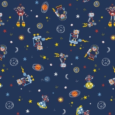 Tecido Poppy | Cool Space Vehicles - Azul Escuro