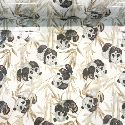 Tecido Plastificado | Pandas - Bege