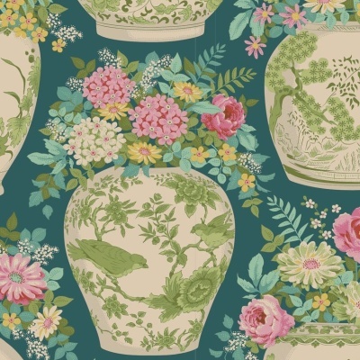 Tecido Tilda | Flowervase - Petrol