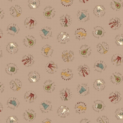 Tecido Anni Downs | On the 12th Day - 12th Day Circles Taupe