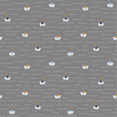 Tecido Poppy | Boats - Cinzento