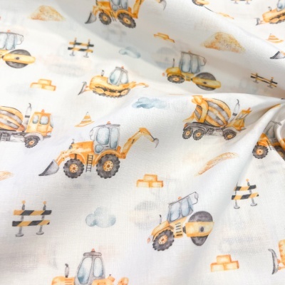 Tecido Poppy | Vehicles - Branco