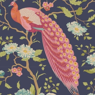 Tecido Tilda | Peacock Tree - Navy Blue