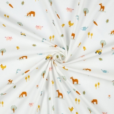 Tecido Poppy | Farm Life - Branco