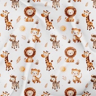 Tecido Pontotextil | Amiguinhos do Safari - Branco