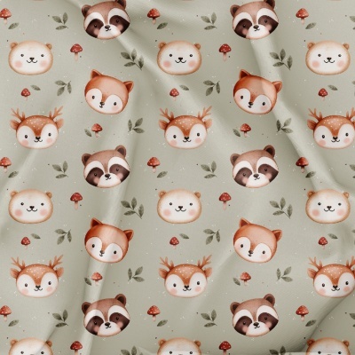 Tecido Pontotextil | Carinhas do Bosque - Verde