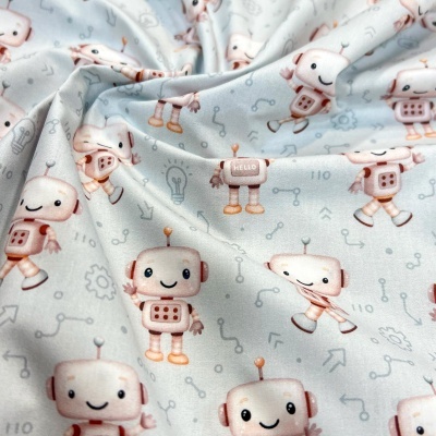 Tecido Pontotextil | Robots - Verde Azulado