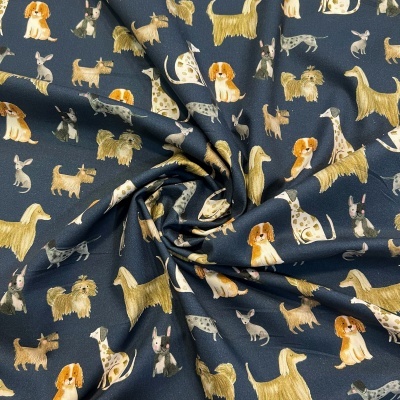 Tecido Poppy | Dogs - Azul Escuro