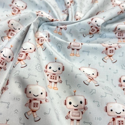 Tecido Pontotextil | Robots - Verde Azulado