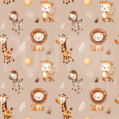 Tecido Pontotextil | Amigos do Safari - Bege