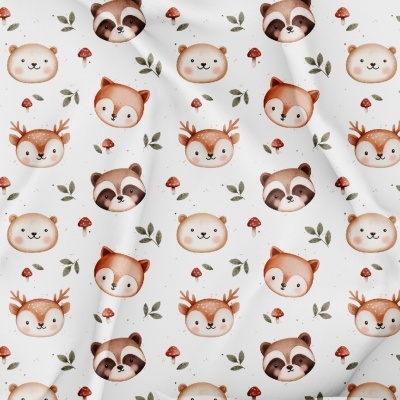 Tecido Pontotextil | Carinhas do Bosque - Branco