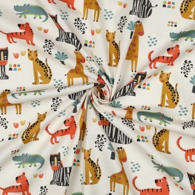 Tecido Poppy | Animais do Safari - Off White