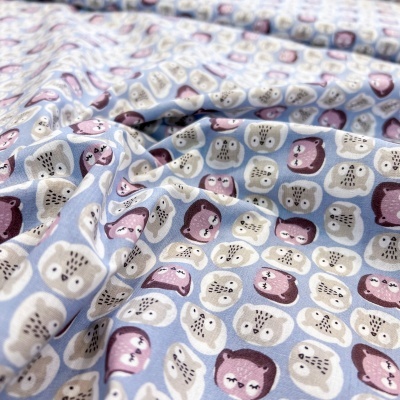 Tecido Le Tissu by Domotex | Corujinhas - Azul Claro/ Lilás