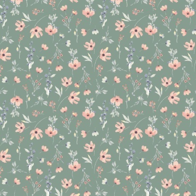 Tecido Poppy | Flowers - Verde