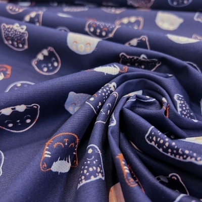 Tecido Poppy | Chic Cats - Azul Escuro