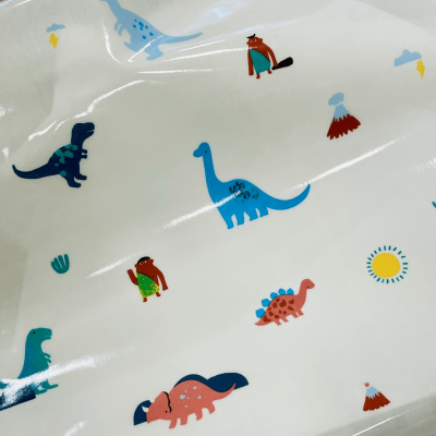 Tecido Plastificado | Katia - I am Jurassic fundo menta