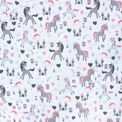 Tecido Poppy | Lovely Unicorns - Branco