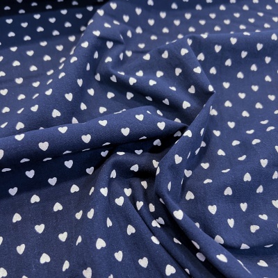 Tecido Poppy | Hearts - Azul Escuro | Algodão Lavado