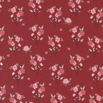 MODA Bunny Hill Designs | Flower Garden Small Floral Snail Red