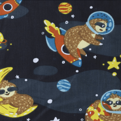 Tecido Plastificado | Preguiças Espaciais - Azul