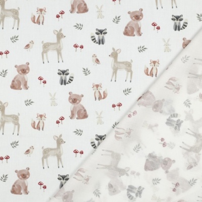 Tecido Poppy | Animais do Bosque - Branco