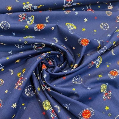 Tecido Poppy | Cool Space Vehicles - Azul Escuro
