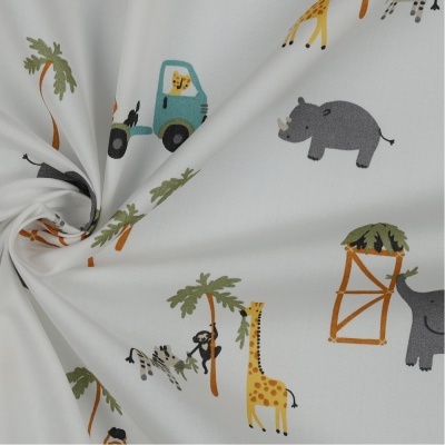 Tecido Poppy | Safari Animals - Branco