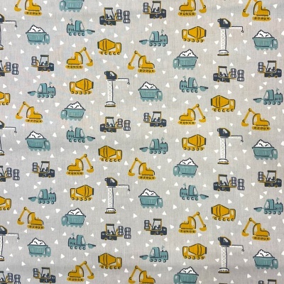 Tecido Poppy | Construction Vehicles - Cinzento