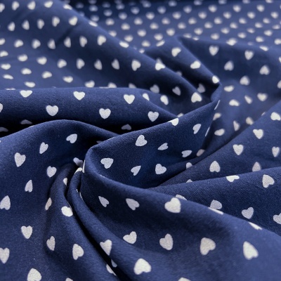 Tecido Poppy | Hearts - Azul Escuro | Algodão Lavado