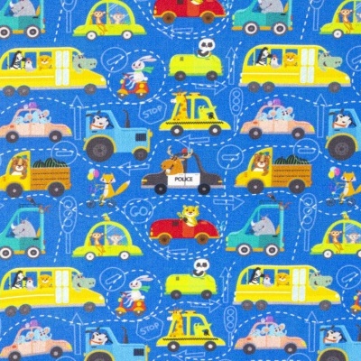 Tecido Cartoon | Vehicles - Azul