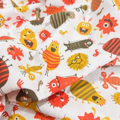 Tecido Poppy | Monsters - Branco