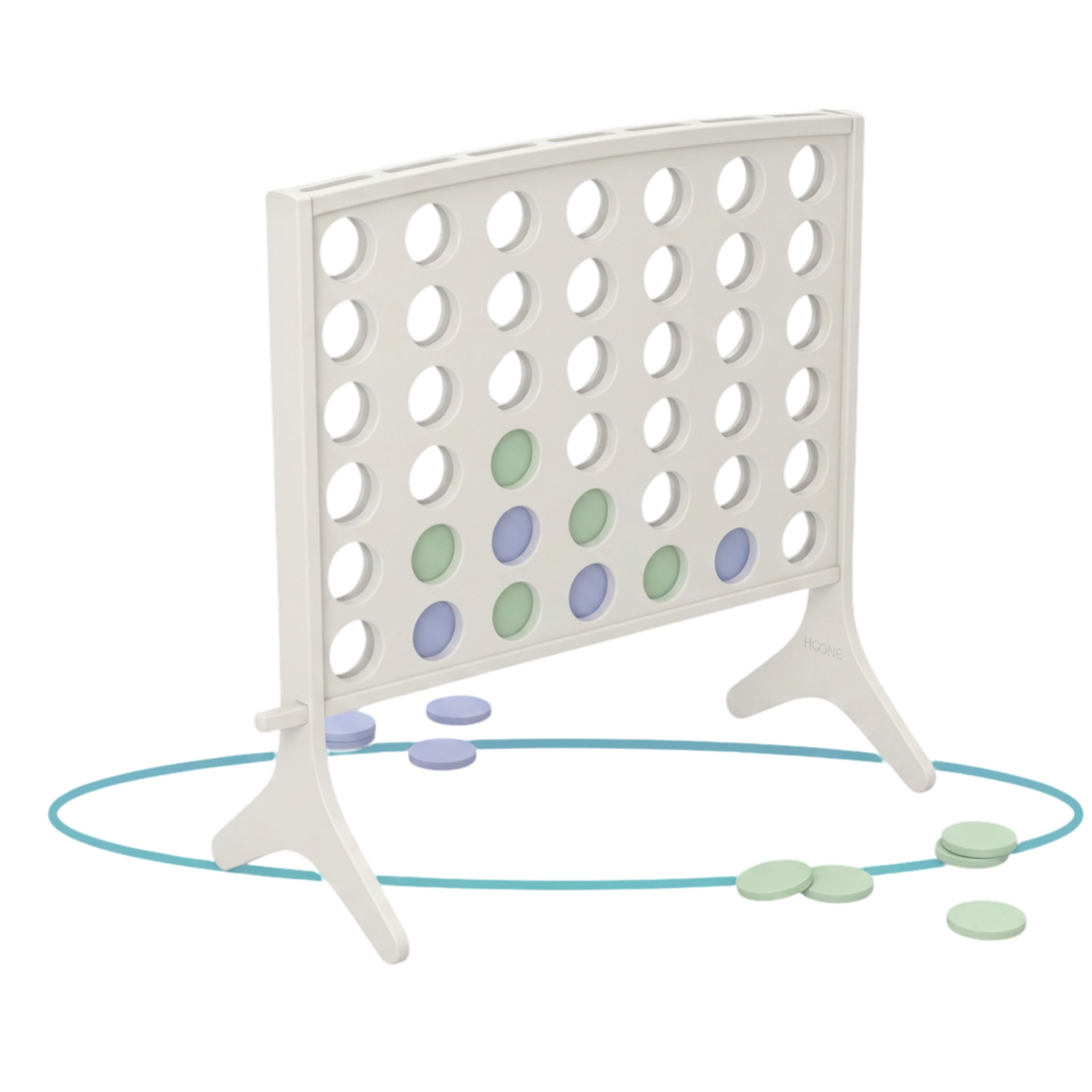 4 em Linha Jogo de tabuleiro branco com fichas verdes e azuis
