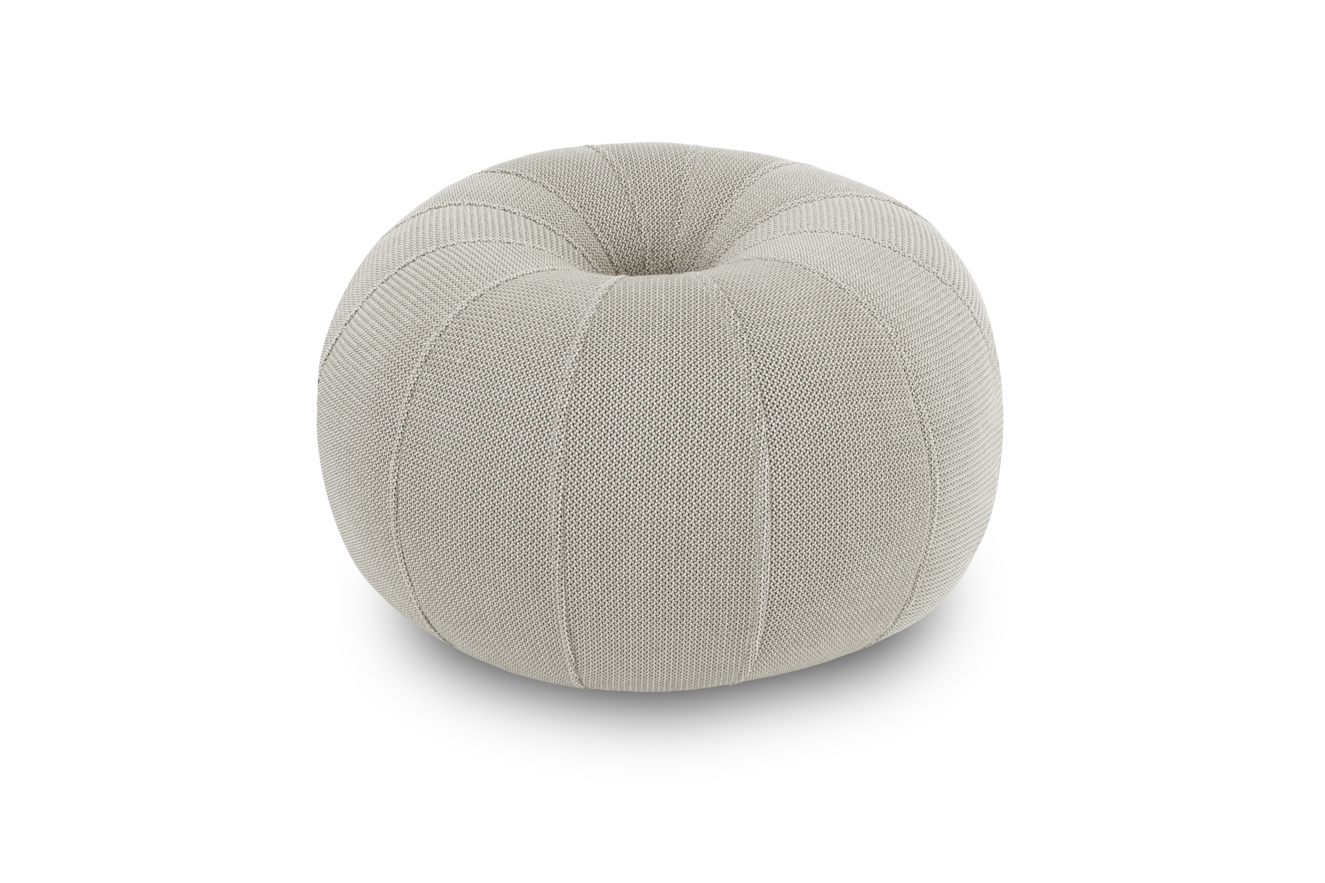 Mandarina XXL Pufe redondo cinzento em tricot texturizado