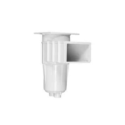 Peça branca plástica tubular com abertura quadrada lateral
