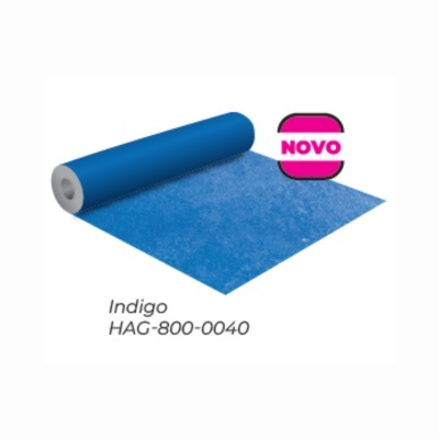 Rolo de tecido azul com texto NOVO e Indigo HAG-800-0040