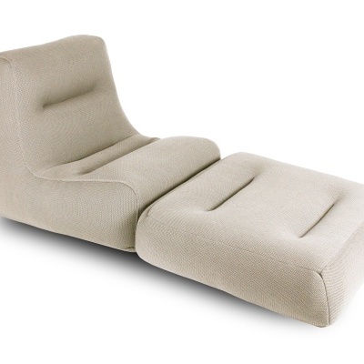 Chaise lounge modular em tecido bege claro