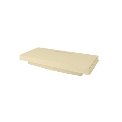 Caixa retangular de plástico bege com tampa