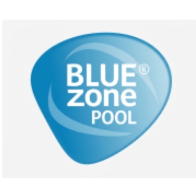 Etiqueta azul oval Blue Zone Pool