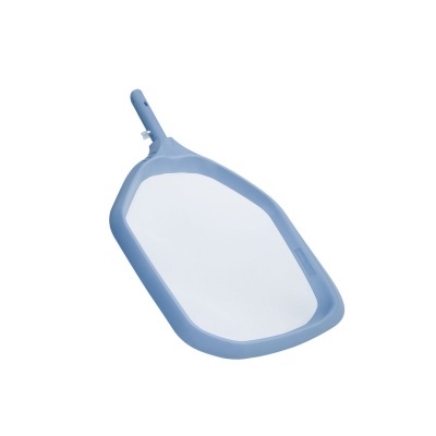 Raquete de rede para piscina azul claro com rede branca e suporte para cabo