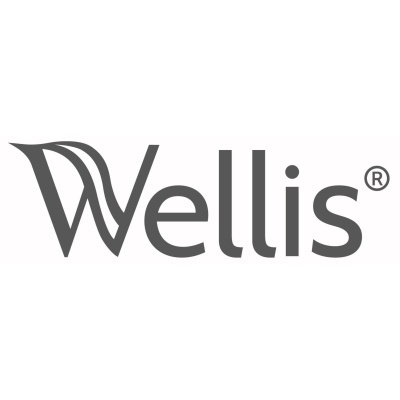 Logótipo da marca Wellis cinzento com símbolo registado