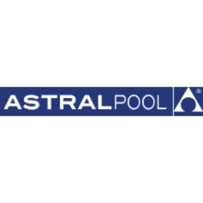 Logótipo AstralPool em fundo azul com símbolo branco