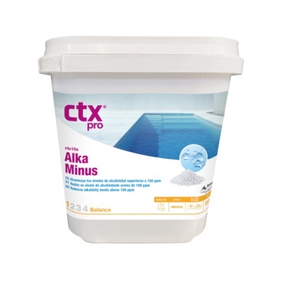 Recipiente branco com produto para piscina marca ctx pro Alka Minus
